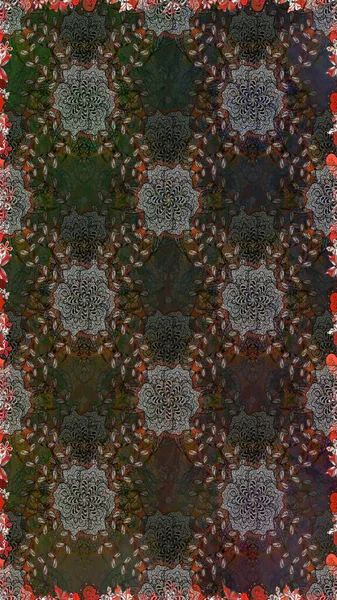 Raster illüstrasyonu. Gri ve kahverengi kıvırcık çiçekler gri ve kahverengi renklerde şekillenir. Klasik çiçek tasarım elementleri.