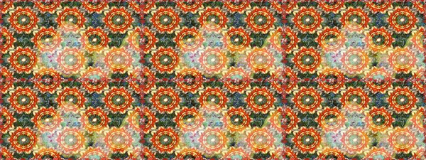 Turuncu renklerde altın desenli, altın elementli. İslam tasarımı. Raster altın tekstil baskısı. Çiçek kiremitleri. Kusursuz desenli oryantal süs.