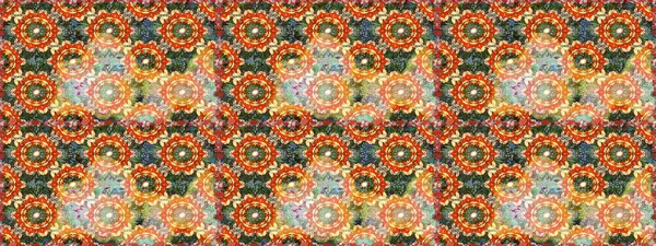 Turuncu renklerde altın desenli, altın elementli. İslam tasarımı. Raster altın tekstil baskısı. Çiçek kiremitleri. Kusursuz desenli oryantal süs.