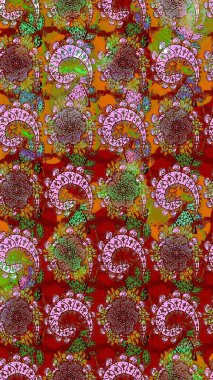 Vadinin çiçekleri kırmızı renklerde. Çiçeksel çizim kalıbının çizimi.