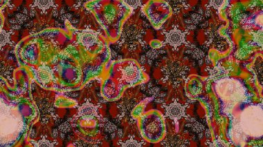 Kahverengi renkli bitkilerden oluşan parlak çiçekli çizim deseni.