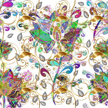 Beyaz ve kahverengi renklerde altın kar taneleri. Kış kar dokusu duvar kağıdı. Sembol bayramı, yeni yıl kutlaması vektör altın desen. Noel altın kar taneleri kusursuz desen.