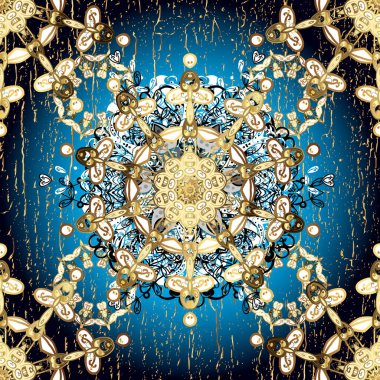 Paisley 'ler zarif çiçek desenli arka plan duvar kâğıdı çizimleri. Güzel, modaya uygun, 3 boyutlu sanat eseri, mavi ve siyah desenli çiçek yaprakları ve süslemeleri var..