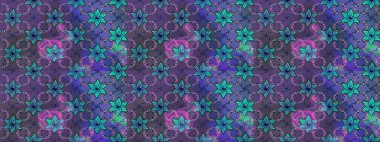 Tatil havası. Mor ve mavi renkte çiçekler. Raster güzel bir çiçek deseni çizmiş. Nazik romantik baskı. Bahar mevsimi.