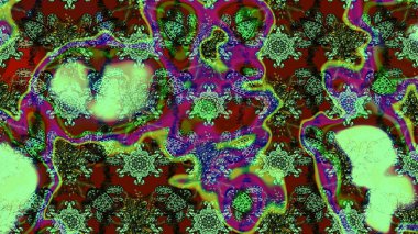 Çiçek tasarımı için inanılmaz bir kolaj cenneti tarzı. Çiçekli zambakların eskiz geçmişi. Parlak çiçekli kolaj çiçekleri yeşil ve kırmızı.