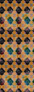 Renkli Bahar Teması eskiz kalıbı. Turuncu renkli çiçekler. Çiçek desenli eskiz, yaz çiçekleri. Düz Çiçek Elementleri Tasarımı.