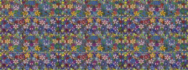 Raster deseni. Sanat ilham verir, yeşildir, çiçek açar ve arka plan bırakır. Mavi ve yeşil el çizimi desen. Karalama çiçekleri kusursuz desen.