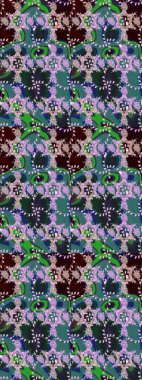 Renkli Bahar Teması eskiz kalıbı. Raster illüstrasyonundaki çiçek desenli çizim. Yeşil renkli çiçekler. Düz Çiçek Elementleri Tasarımı.