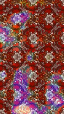 Parlak renkli çiçekleri ve kahverengi ve kırmızı renkte yaprakları olan harika bir çiçek deseni. Modern çiçek arkaplanı. Halk tarzı. Moda baskıları için zarif bir şablon.