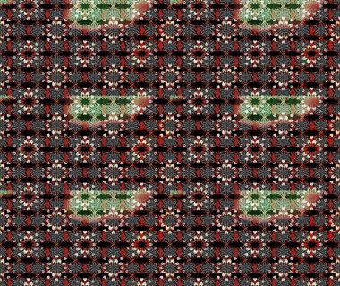 Raster deseni. Yumuşak, bahar çiçekleri siyah ve kahverengi renklerde. Raster illüstrasyonu. Patlayan çiçekler soyut yerleştirilmiş.