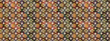 Parlak renkli çiçekleri ve kahverengi ve bej renklerinde yaprakları olan şaşırtıcı, pürüzsüz çiçek deseni. Halk tarzı. Modern çiçek arkaplanı. Moda baskıları için zarif bir şablon.