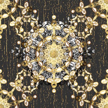 Klasik altın pürüzsüz desen. Çiçek süsü kumaş deseni, cam, çiçek desenli metal gri beyaz ve altın elementli..