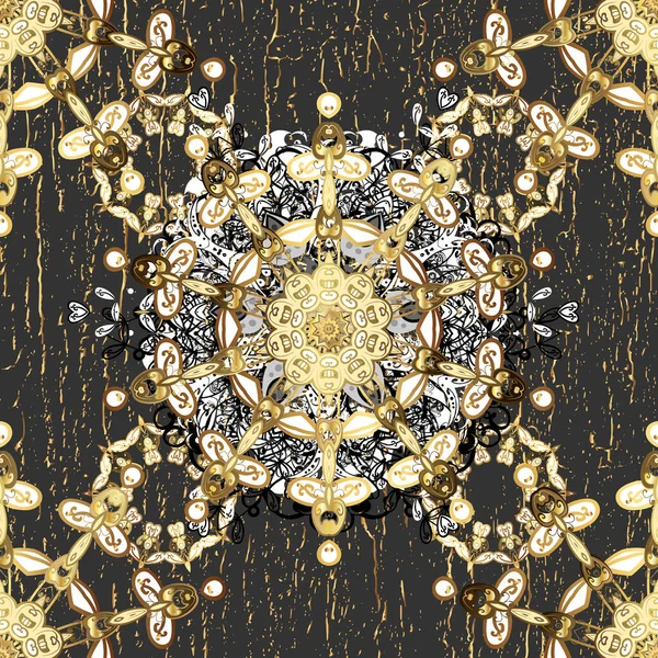 Klasik altın pürüzsüz desen. Çiçek süsü kumaş deseni, cam, çiçek desenli metal gri beyaz ve altın elementli..