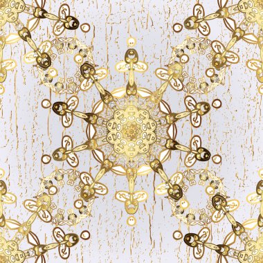 Vektör çizimi. Gri ve nötr renklerde, altın elementlerle klasik, pürüzsüz desen.