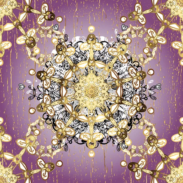 Tarafsız ve mor renklerde grafiksel modern kusursuz desen. Kusursuz çiçek deseni. Kusursuz vektör arkaplanı. Duvar kâğıdı barok, İspanyol kumaşı.