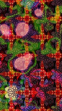 Raster illüstrasyonundaki çiçek desenli çizim. Kahverengi ve siyah renkte çiçekler.