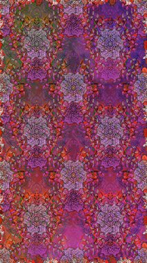 Raster düz çiçekleri pürüzsüz desen. Mor ve kahverengi renkte çiçekler. Tasarım hediye paketi, tebrik kartları, posterler ve afiş tasarımı.