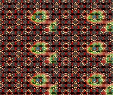 El çizimi. Raster illüstrasyonu. Çiçekli, yapraklı, çiçek desenli çizim..