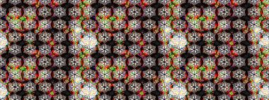 Çiçek buketleriyle klasik bir eskiz şekli. Raster illüstrasyonu. Siyah ve nötr renklerde.