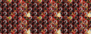 Düz Çiçek Elementleri Tasarım Raster illüstrasyonu. Siyah ve kırmızı renkte çiçekler. Renkli bahar temalı eskiz kalıbı. Çiçekli çiçek deseni, suluboya..