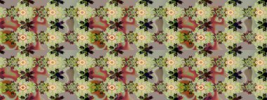 Raster - stok. Suluboya, elle çizilmiş. Vadinin çiçekleri tarafsız ve gri renklerde. Kusursuz arkaplan deseni.