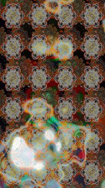 Moda baskıları için zarif bir şablon. Halk tarzı. Modern çiçek arkaplanı. Parlak renkli çiçekleri ve gri ve kahverengi renkte yaprakları olan muhteşem bir çiçek deseni..