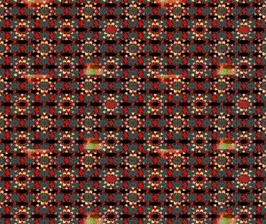 Suluboya elle çizilmiş çiçek desenli eskiz deseni. Parlak renkli fantezi çiçekleri, yapraklar, siyah ve kırmızı renkli tomurcuklar..