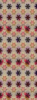 Moda baskıları için zarif bir şablon. Modern çiçek arkaplanı. Halk tarzı. Parlak renkli çiçekleri ve bej ve nötr renklerde yaprakları olan şaşırtıcı, pürüzsüz çiçek deseni..