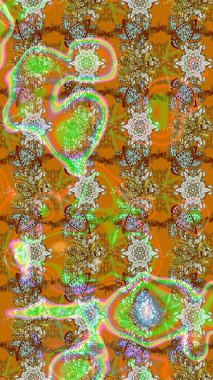 Çiçeksel fantezi tasarımı ve parlak bir arka plan çizimi. Renkli Bahar Teması eskiz kalıbı. Düz Çiçek Elementleri Tasarımı.