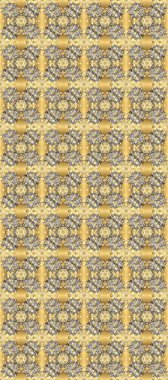 Klasik raster sarısı, kusursuz desen. Çiçek süsü kumaş deseni, cam, çiçek desenli metal bej, gri ve sarı renklerde altın elementler..