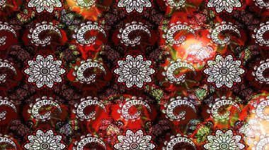 Kahverengi ve siyah renkli çiçekler. Çiçekli karalama şeklinde Raster çiçek deseni. Nazik, narin çiçek arkaplanı.