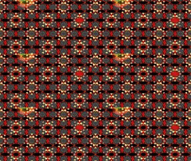 Raster illüstrasyonu. Siyah ve kırmızı renklerin üzerine karalamalar çizilmiş çiçek deseni.