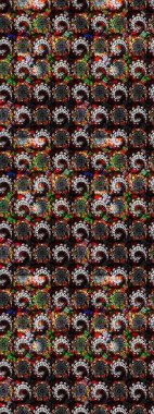 Siyah ve kahverengi renkte etnik çiçeklerle süslenmiş zarif bir eskiz. Raster Çiçek İllüstrasyon Şirin Tekstil.