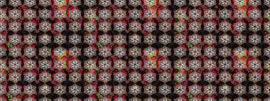 Küçük çiçekli basit bir çiçek çizimi. Raster illüstrasyonu. Moda baskısı, albüm, ambalaj kağıdı ve duvar kağıdı için zarif dekoratif süslemeler. Siyah ve kahverengi renkte şirin çiçekler..