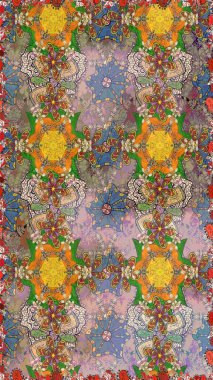 Tarafsız ve kahverengi renkte çiçekler. Raster illüstrasyonunda kusursuz çiçek deseni.