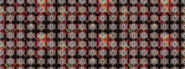 Küçük çiçekli basit bir çiçek çizimi. Raster illüstrasyonu. Moda baskısı, albüm, ambalaj kağıdı ve duvar kağıdı için zarif dekoratif süslemeler. Siyah ve kahverengi renkte şirin çiçekler..