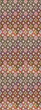 Kahverengi ve nötr renklerde. Çiçek buketleriyle klasik bir eskiz şekli. Raster illüstrasyonu.