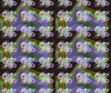 Raster illüstrasyonundaki çiçek desenli çizim. Suluboya tarzında gri renkte çiçekler.