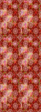 Raster düz çiçekleri pürüzsüz desen. Hediye ambalaj kağıdı, tebrik kartları, posterler ve pankart tasarımı. Kırmızı ve kahverengi renkte çiçekler.