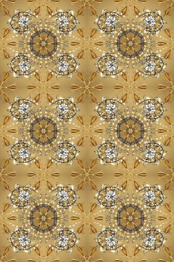 Bej, nötr ve kahverengi renklerde grafiksel, kusursuz desen. Kusursuz çiçek deseni. Kusursuz raster arka plan. Duvar kâğıdı barok, İspanyol kumaşı.