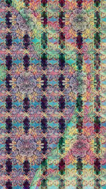 Üzerinde gelincikler ve vadi zambakları olan renkli çiçek desenli nakış deseni. Tekstil tasarımı için doğal renklerde geleneksel halk çiçekleri buketi.