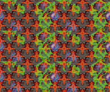 Düz Çiçek Elementleri Tasarımı. Renkli Bahar Teması eskiz kalıbı. Raster güzel kumaş deseni çiziyor. Çiçek deseni.