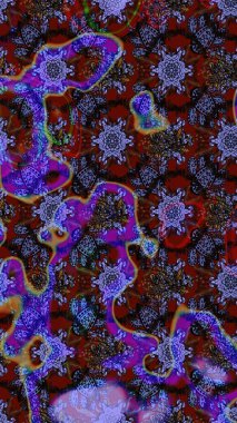 Mor ve kahverengi renklerde. Menekşe ve kahverengi renkli menekşe ve papatya deseni. Raster illüstrasyonu.