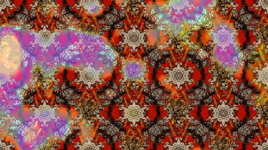 Kahverengi, bej ve kırmızı renkte çiçekler. Hediye ambalaj kağıdı, tebrik kartları, posterler ve pankart tasarımı. Raster düz çiçek çizim deseni.