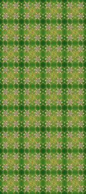 Barok tarzında duvar kağıdı tasarımı için kusursuz damaske deseni arkaplanı. Süslü raster dekorasyonu. Altın desenli yeşil, nötr ve bej rengi altın elementlerle.