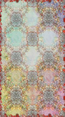 Kumaş desenli papatya çiçeği detayı. Gri ve nötr renkte çiçekler.