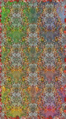 Çiçek ve yapraklı çiçek deseni. Raster illüstrasyonu. Küçük çiçekli şirin desen.