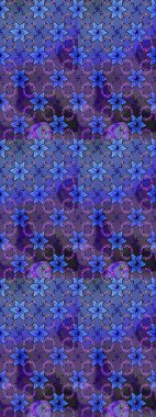 Çiçekli çiçek deseni, suluboya. Mor ve mavi renkte çiçekler. Renkli Bahar Teması eskiz kalıbı. Raster illüstrasyonu. Düz Çiçek Elementleri Tasarımı.