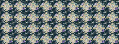 Mavi renkli çiçekler. Raster illüstrasyonunda çiçek deseni çizimi.