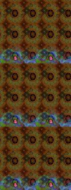 Raster illüstrasyonu. Asya tekstil tarzında. Kahverengi renkli çiçekler. Raster illüstrasyonu. Çiçek desenini çiz.